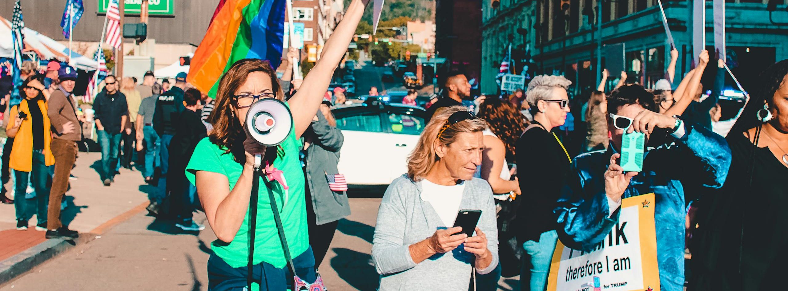 People Rallying on Street